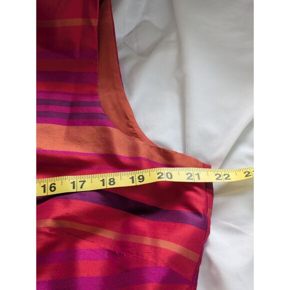 Jillian Jones Vtg Dress Women 16 Orange PurplePink 100% Silk Stripe Sheath Sleek - Picture 13 of 14